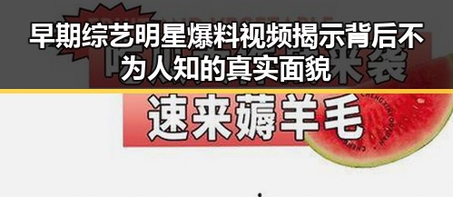 早期综艺明星爆料视频揭示背后不为人知的真实面貌